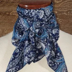 Midnight Blue Paisley Silk Scarf