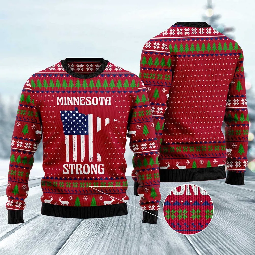 Minnesota Strong Ugly Christmas Sweater, Funny Xmas Sweater, Sweater Xmas