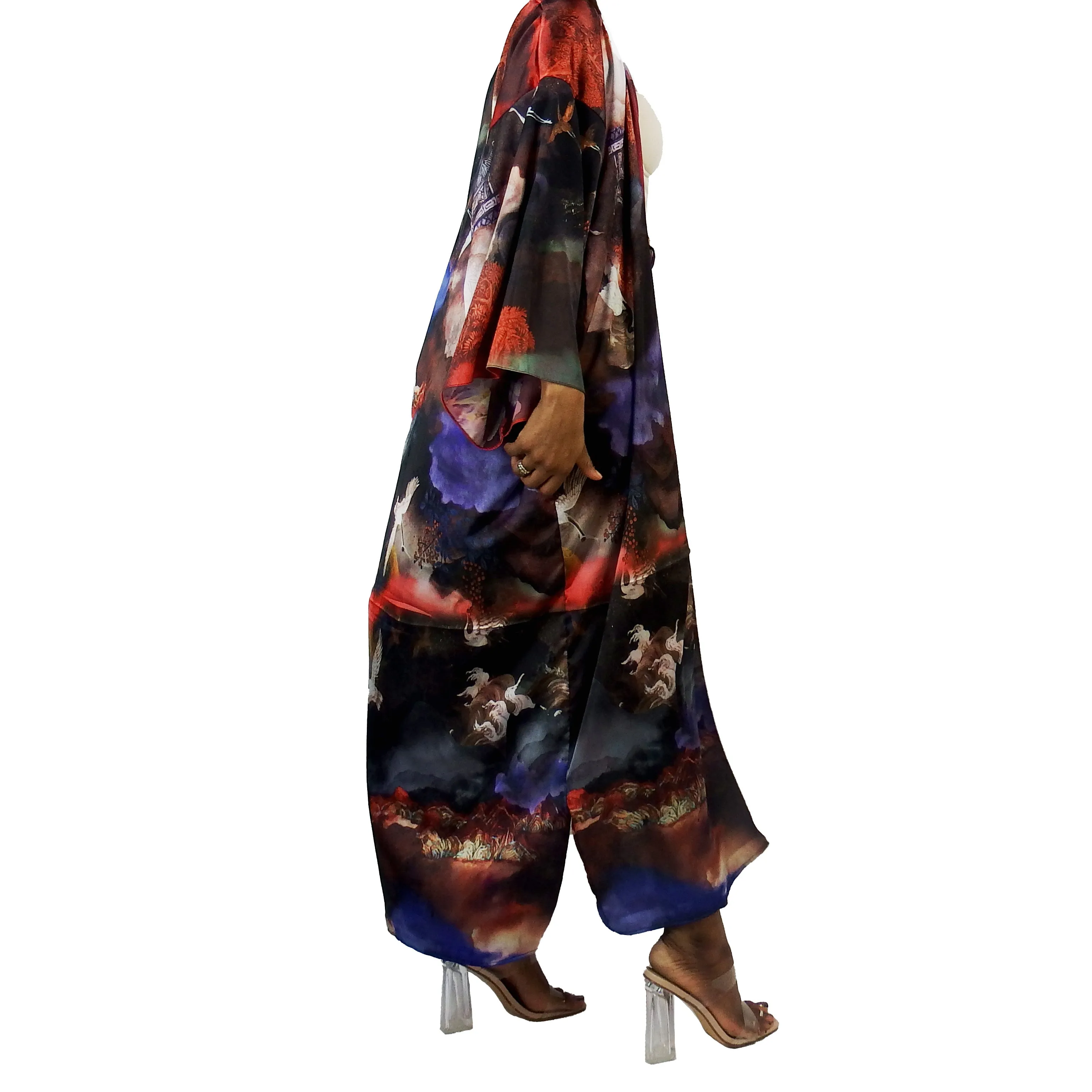 Night Queen | Fully Lined | Kimono Jacket (Open Front) | Floor Length Long Robe