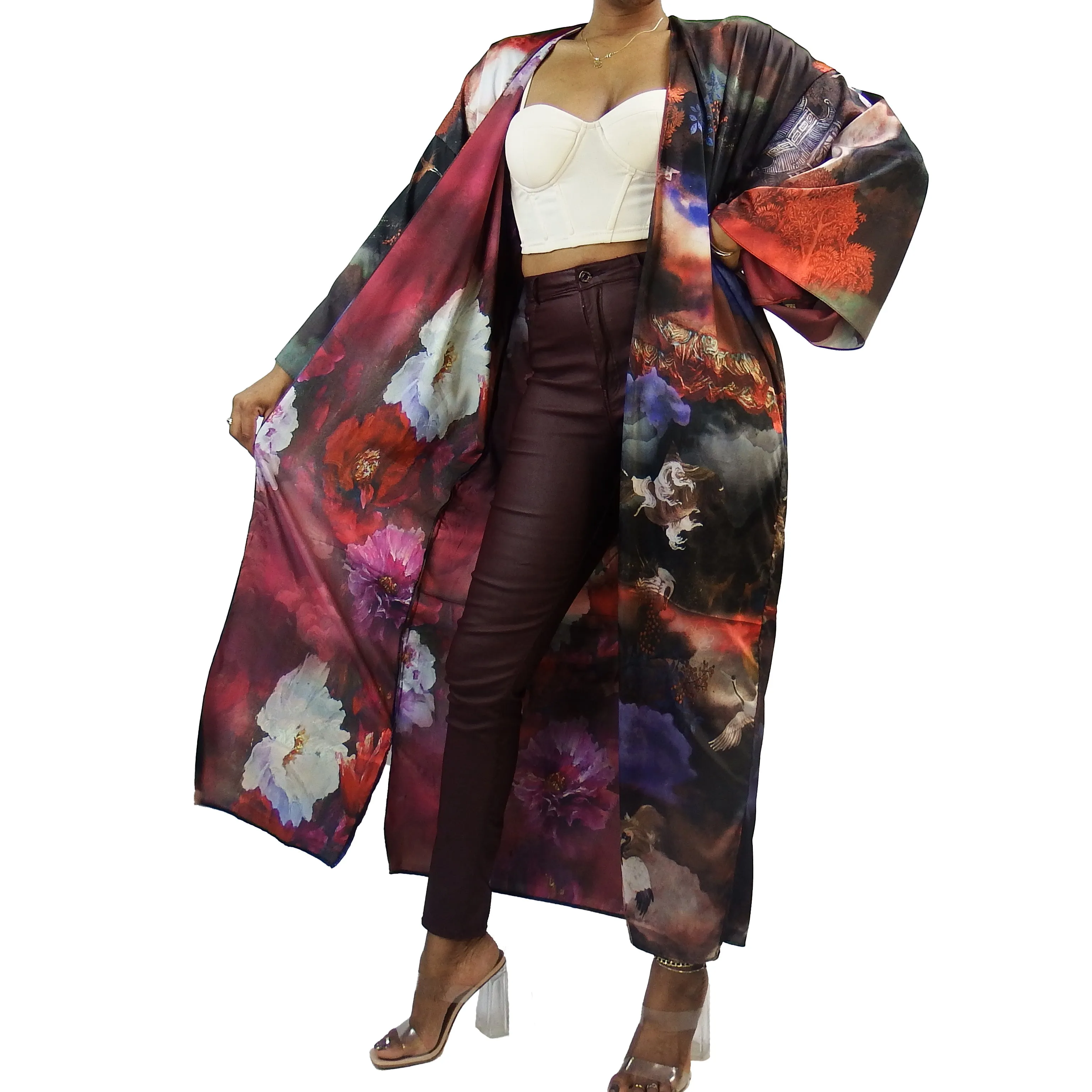 Night Queen | Fully Lined | Kimono Jacket (Open Front) | Floor Length Long Robe