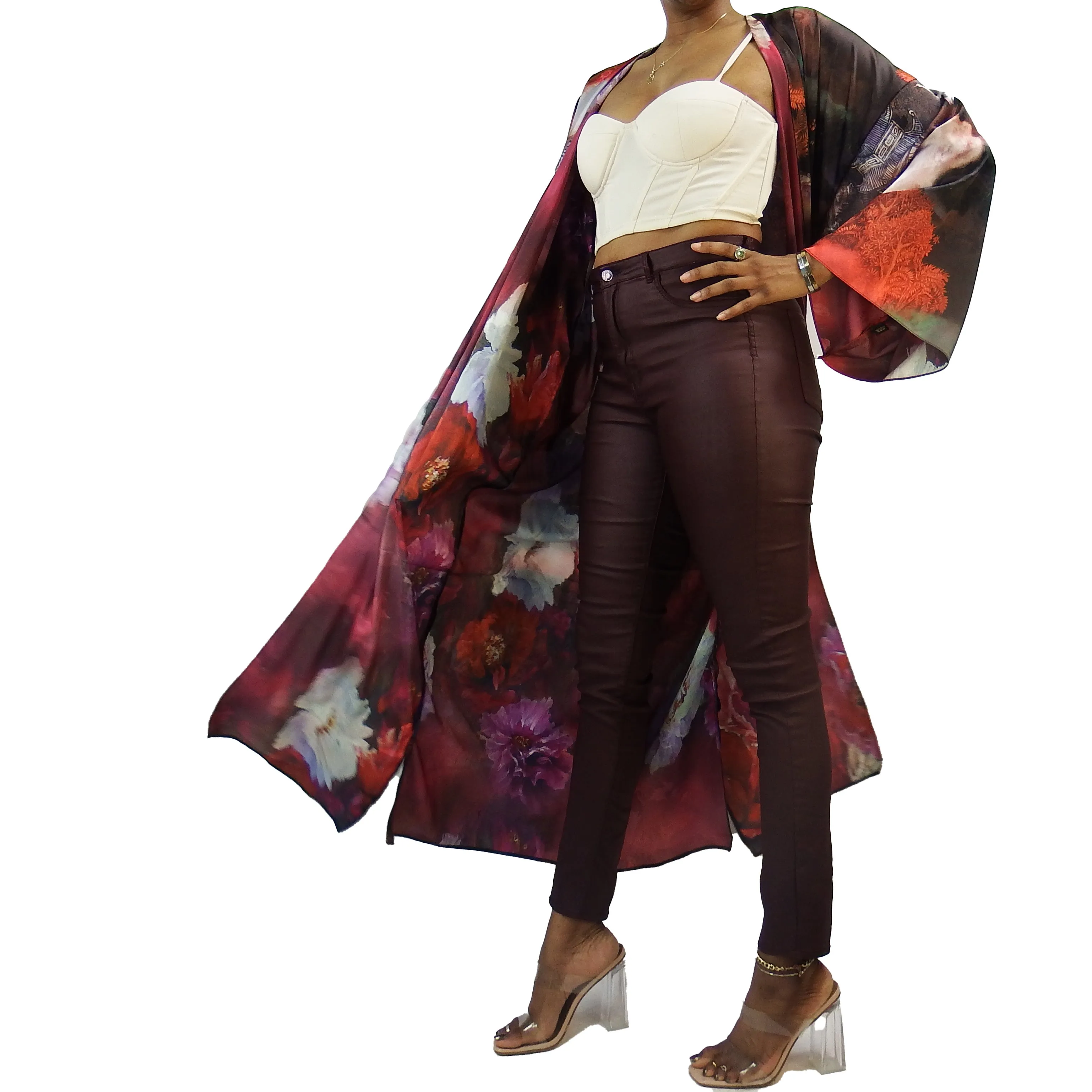 Night Queen | Fully Lined | Kimono Jacket (Open Front) | Floor Length Long Robe