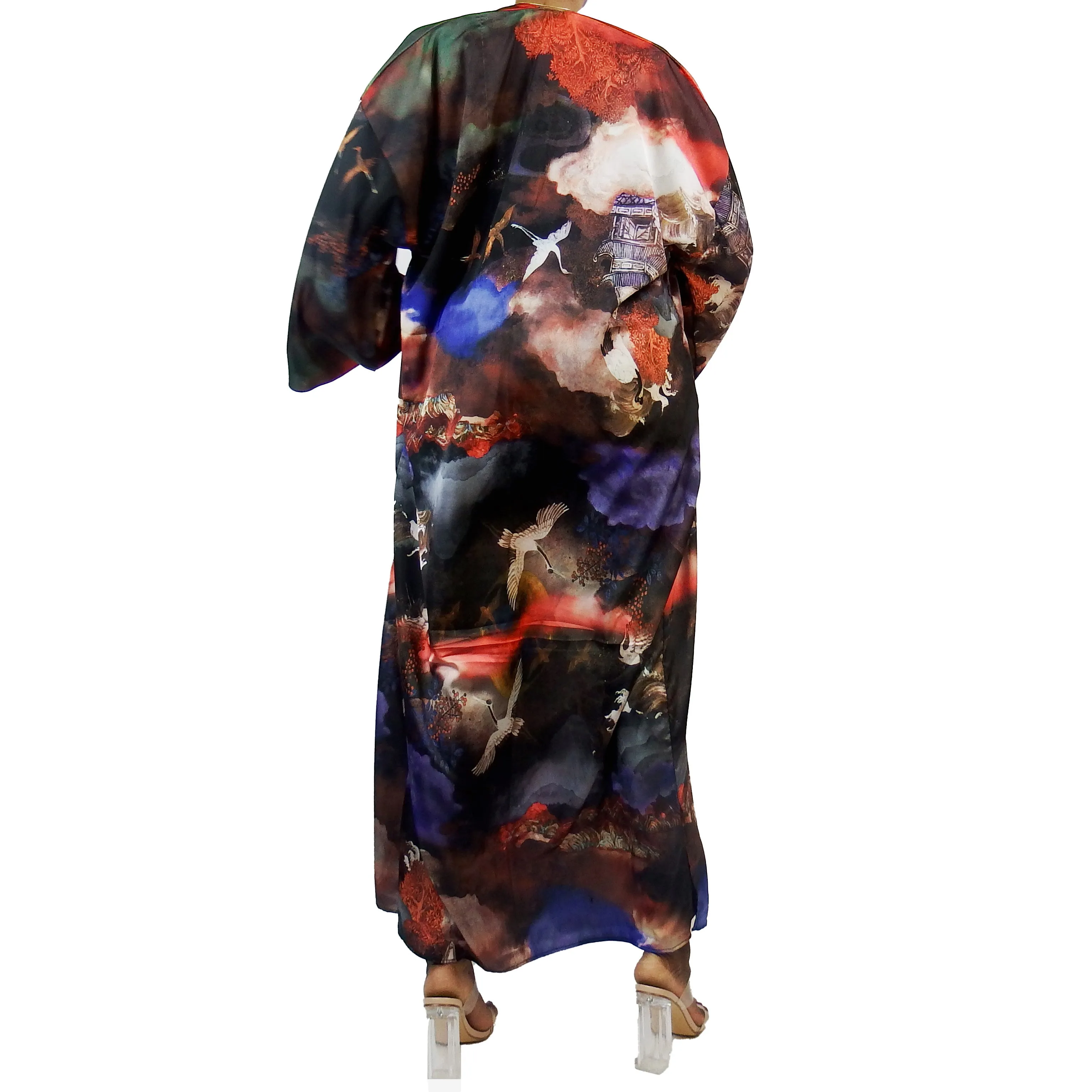 Night Queen | Fully Lined | Kimono Jacket (Open Front) | Floor Length Long Robe