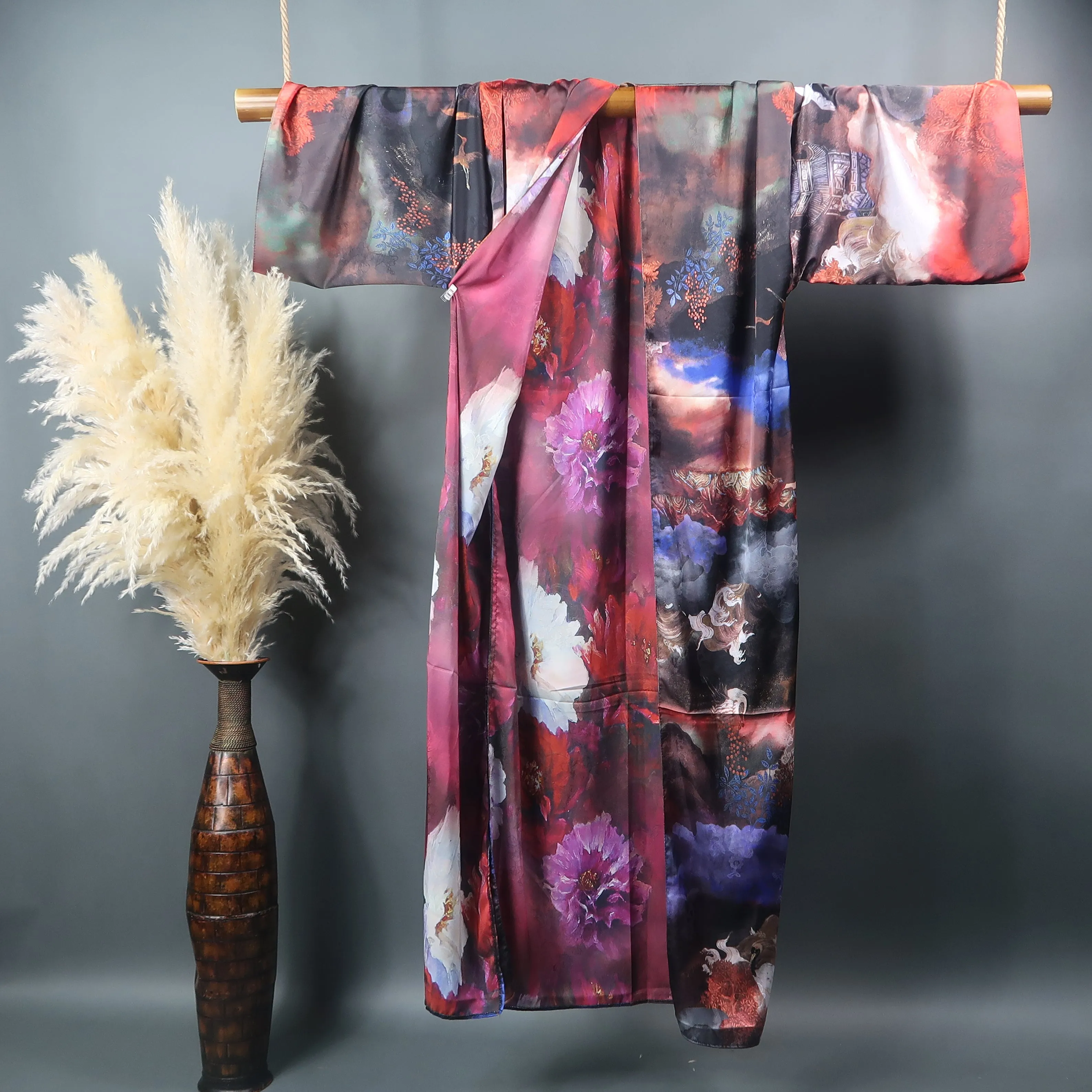 Night Queen | Fully Lined | Kimono Jacket (Open Front) | Floor Length Long Robe