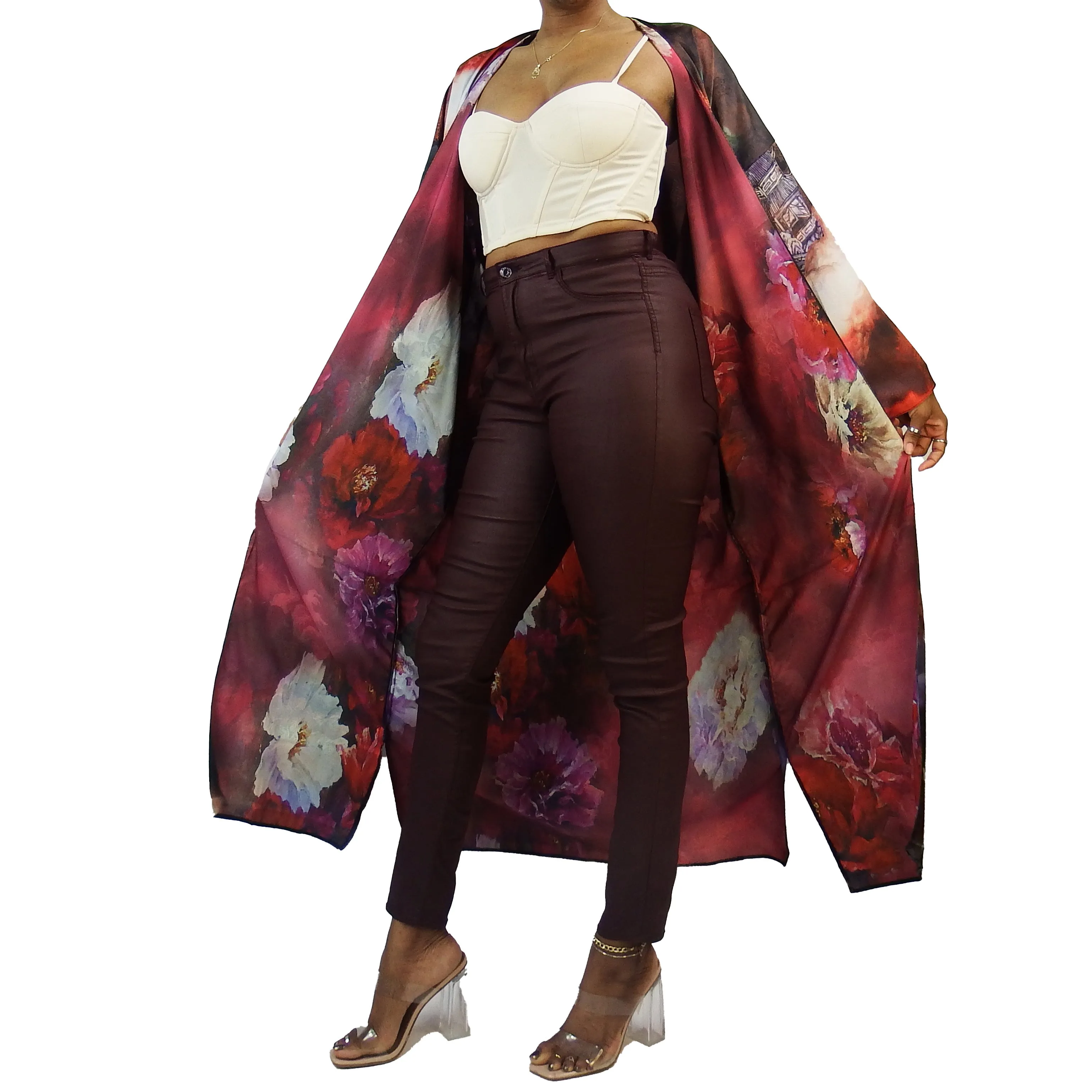 Night Queen | Fully Lined | Kimono Jacket (Open Front) | Floor Length Long Robe