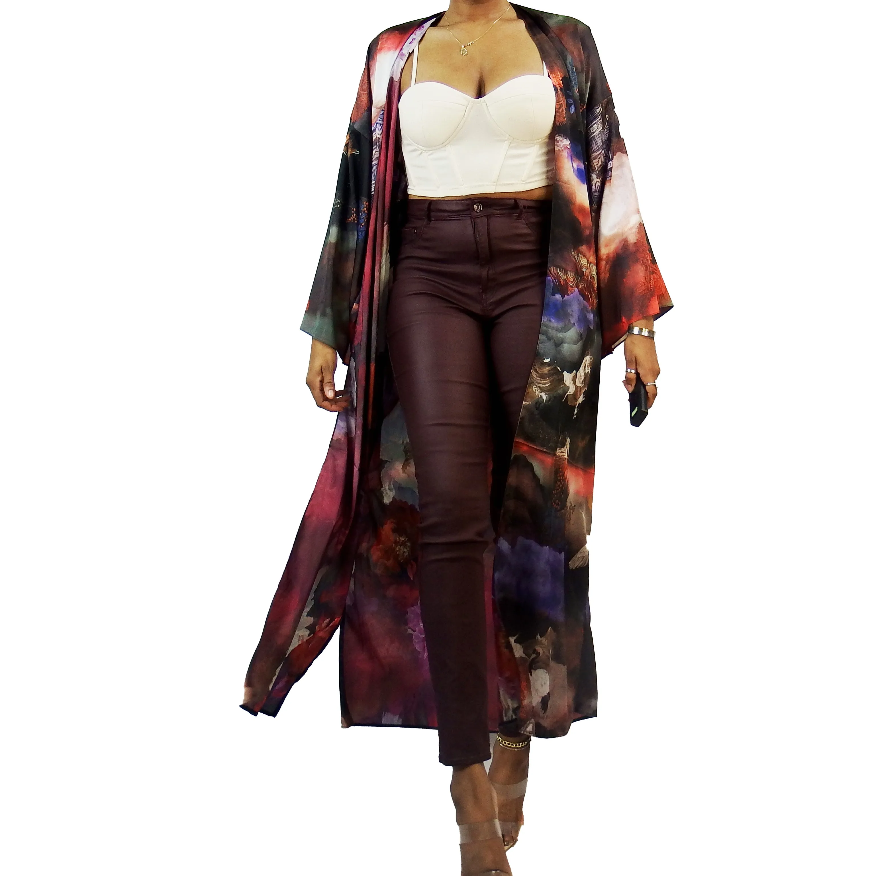 Night Queen | Fully Lined | Kimono Jacket (Open Front) | Floor Length Long Robe