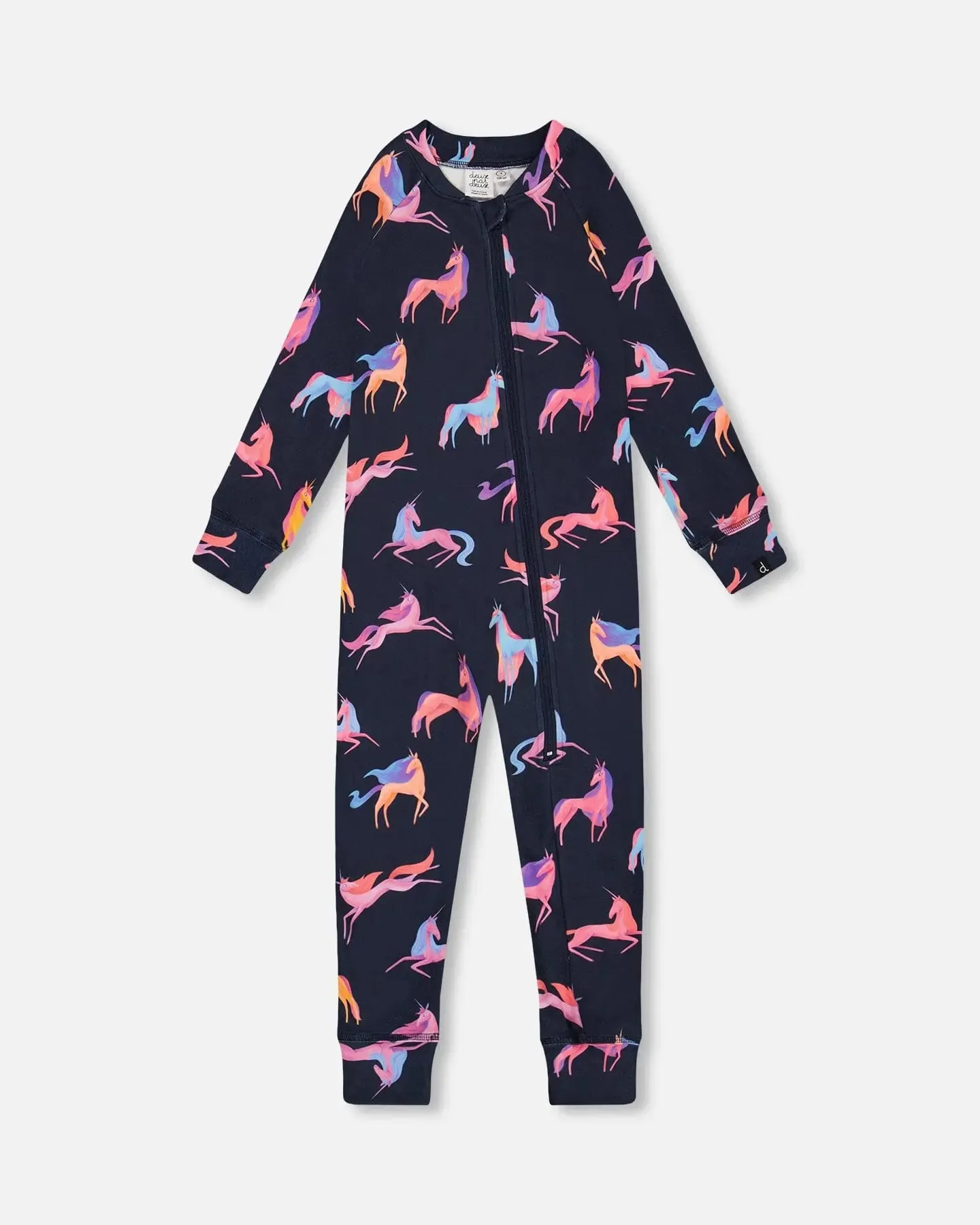 One Piece Thermal Underwear Navy Printed Unicorn