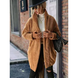 Open Front Hooded Teddy Coat in Timeless Luxury Fashion for Women