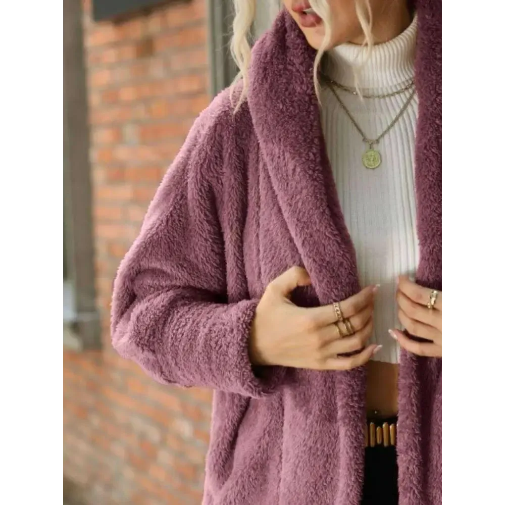 Open Front Hooded Teddy Coat in Timeless Luxury Fashion for Women