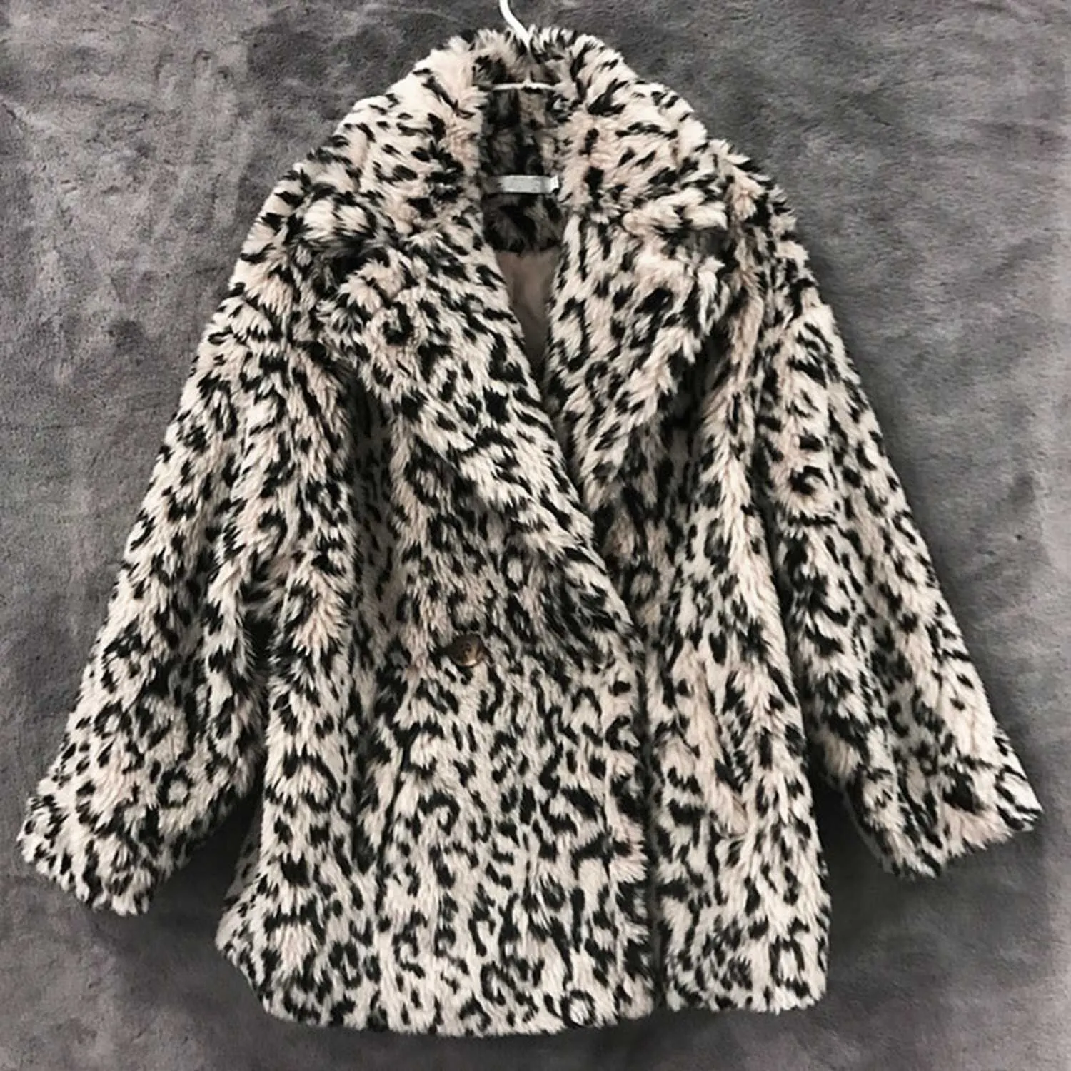 Oversized Leopard Print Fuzzy Teddy Coat