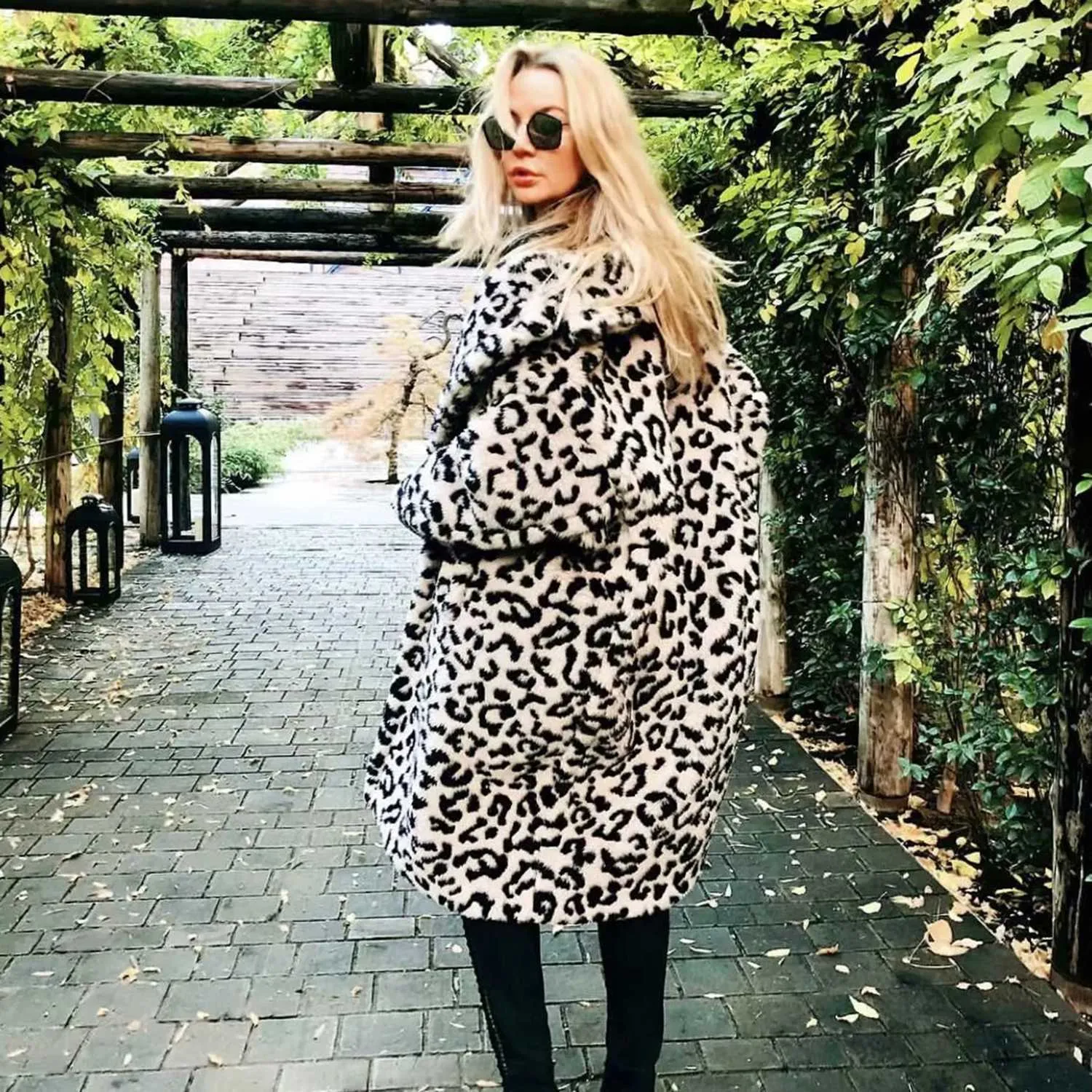 Oversized Leopard Print Fuzzy Teddy Coat