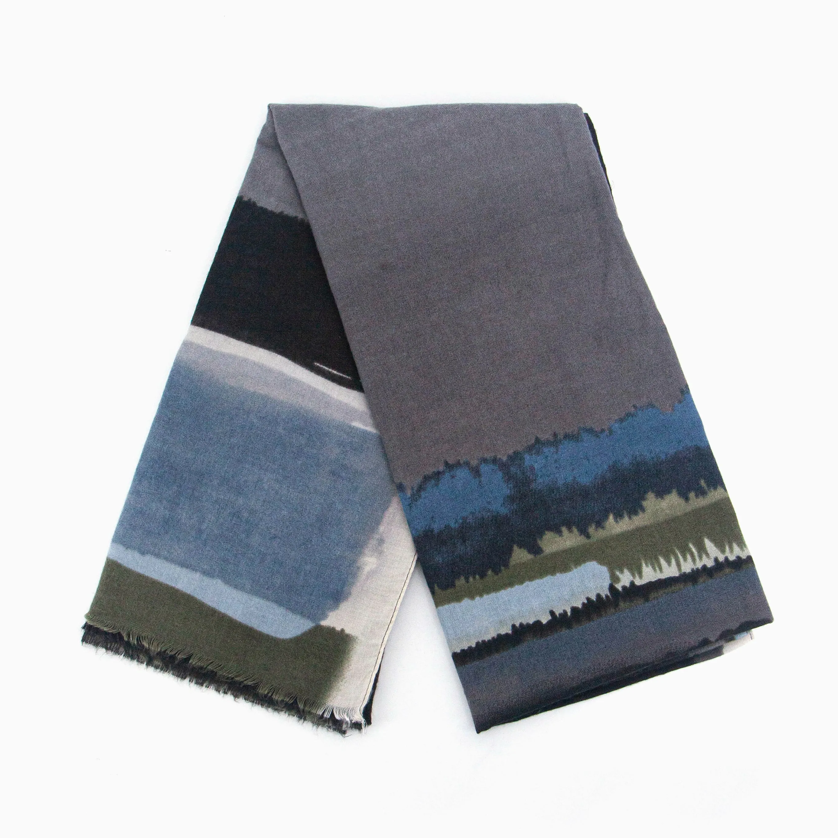 Penelope Lightweight Scarf - Black, Watercolour