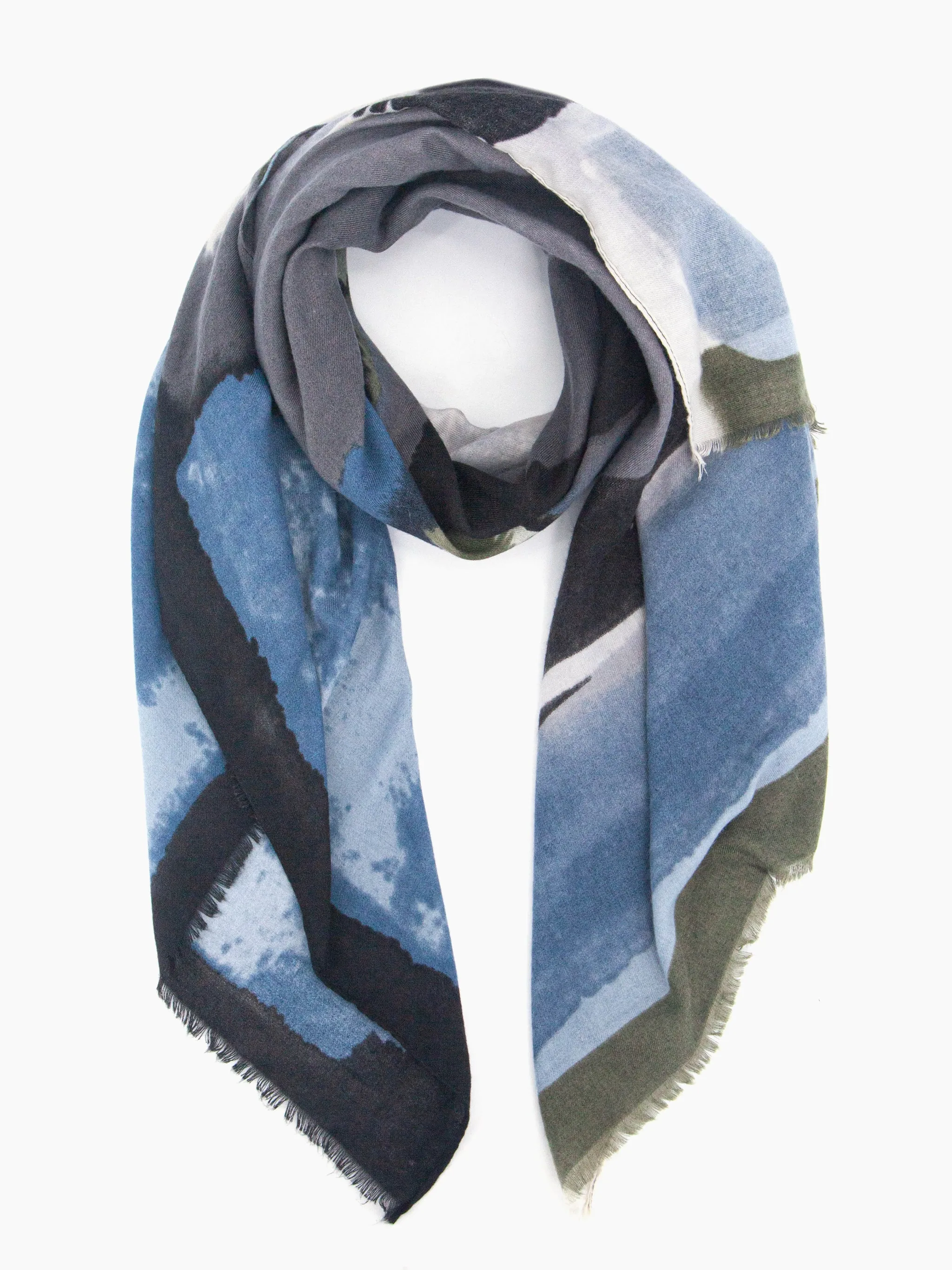 Penelope Lightweight Scarf - Black, Watercolour