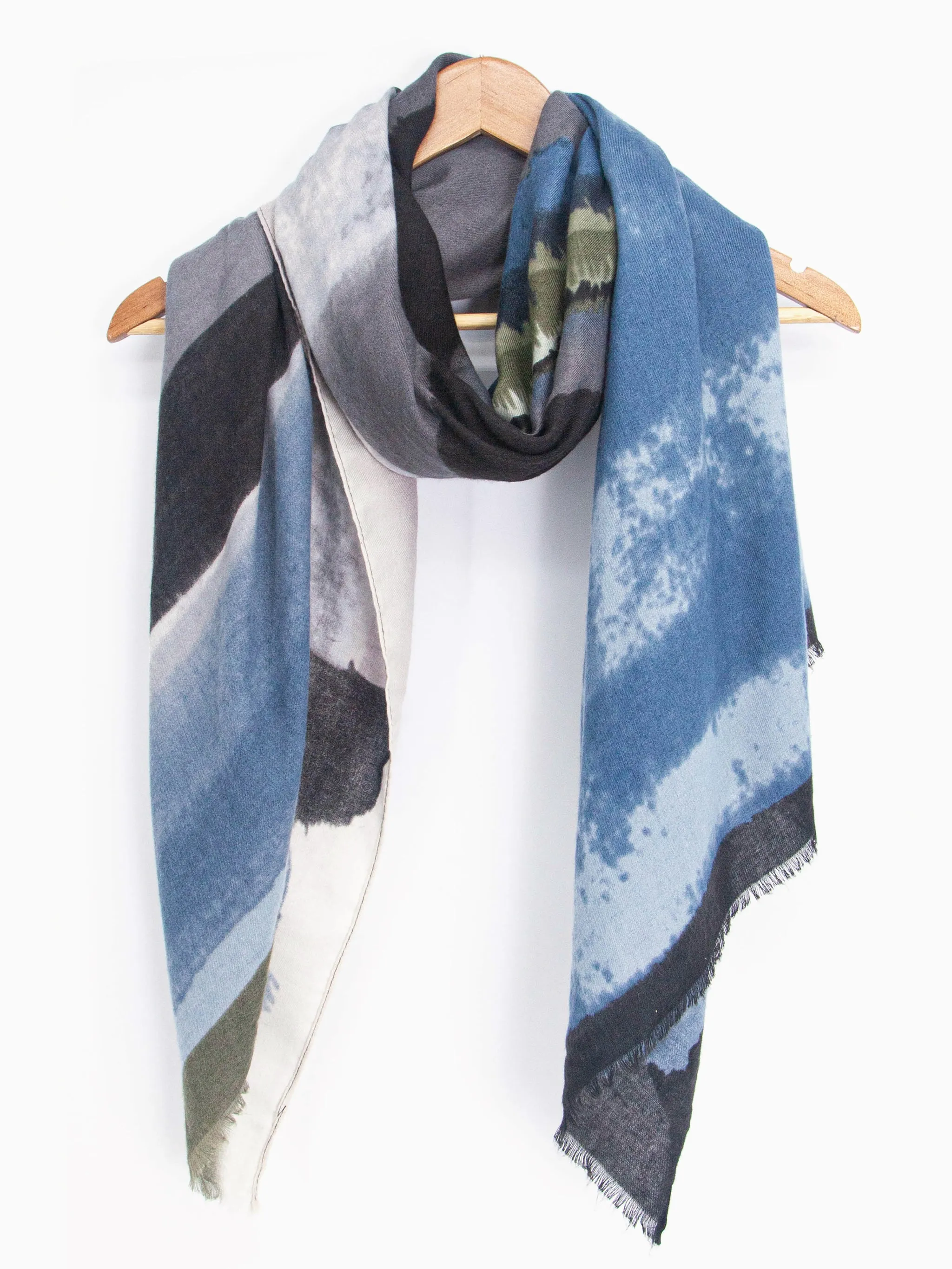 Penelope Lightweight Scarf - Black, Watercolour