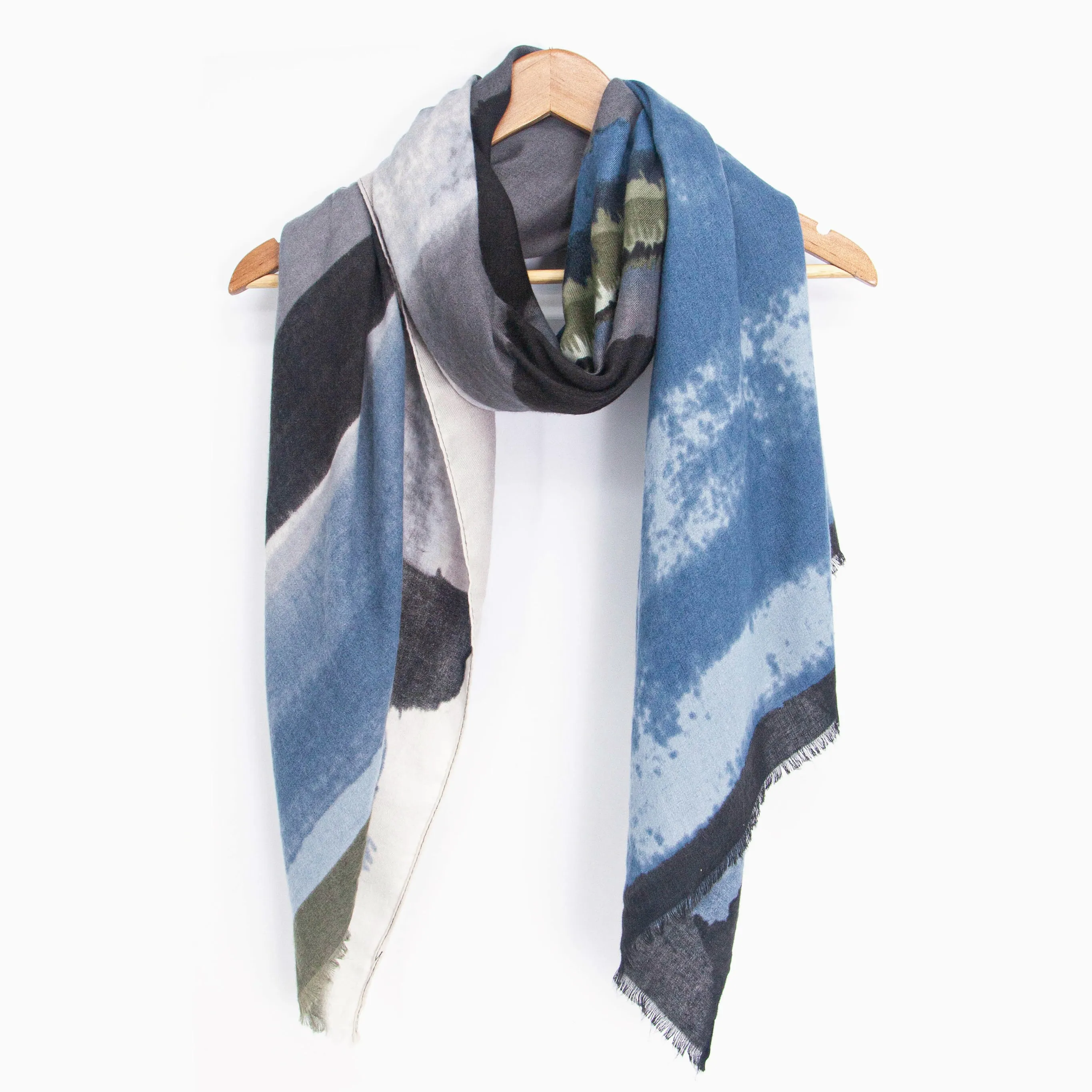 Penelope Lightweight Scarf - Black, Watercolour