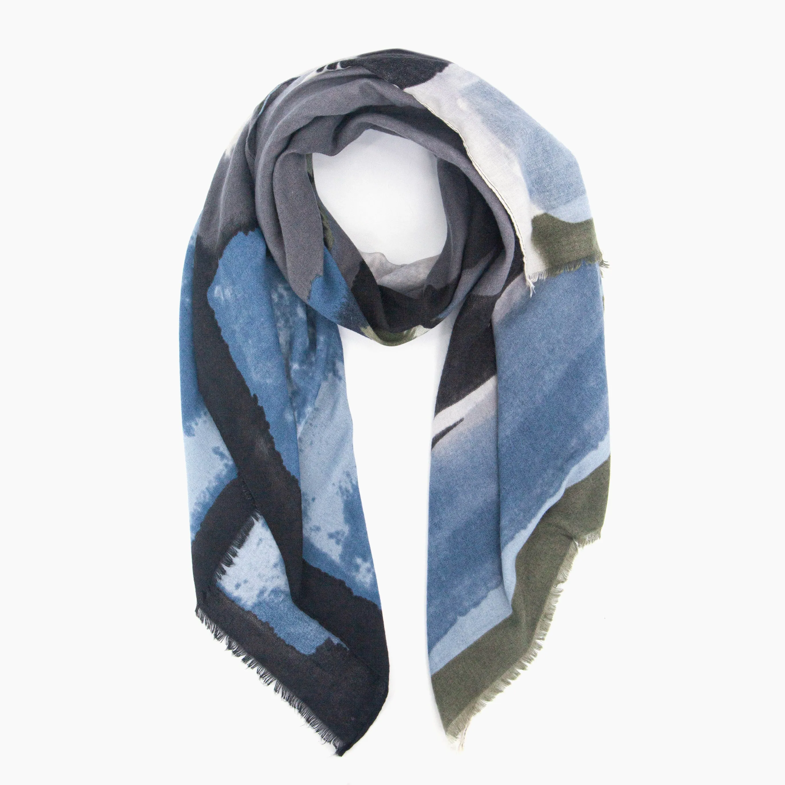 Penelope Lightweight Scarf - Black, Watercolour