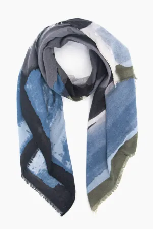 Penelope Lightweight Scarf - Black, Watercolour