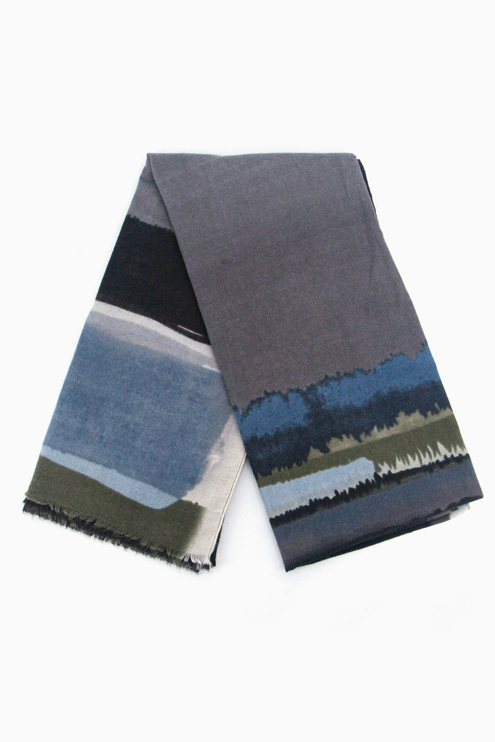 Penelope Lightweight Scarf - Black, Watercolour