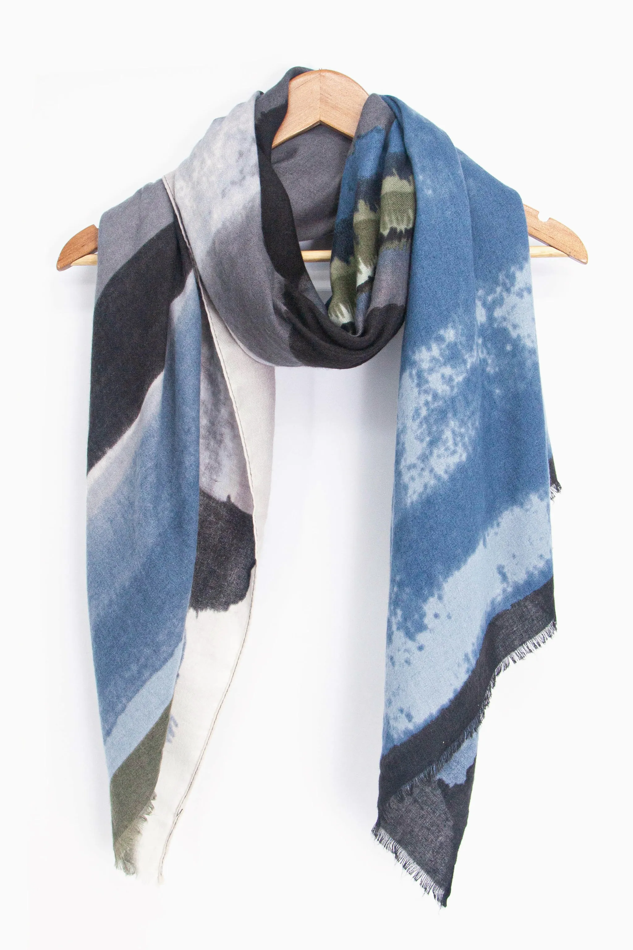 Penelope Lightweight Scarf - Black, Watercolour