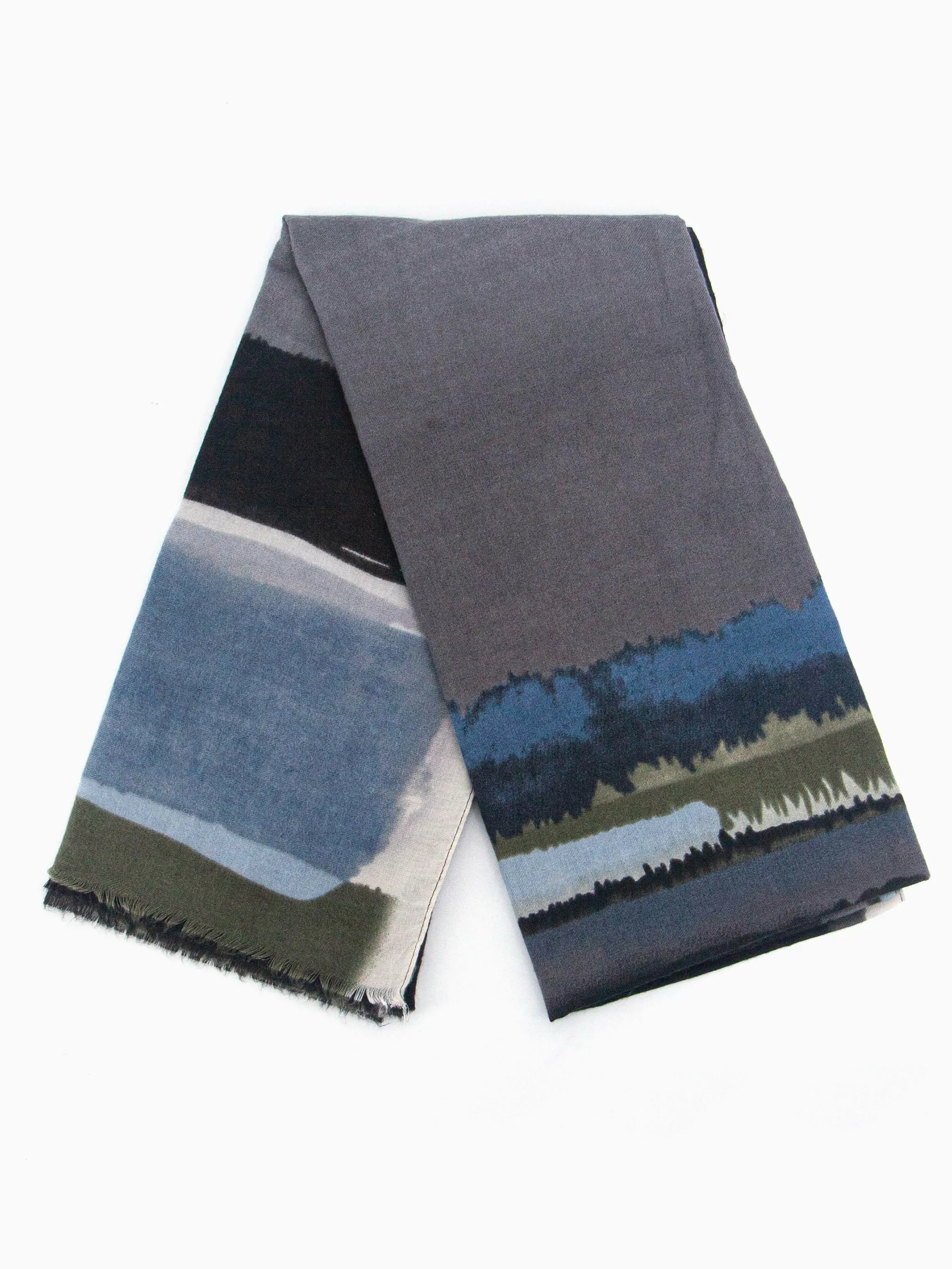 Penelope Lightweight Scarf - Black, Watercolour