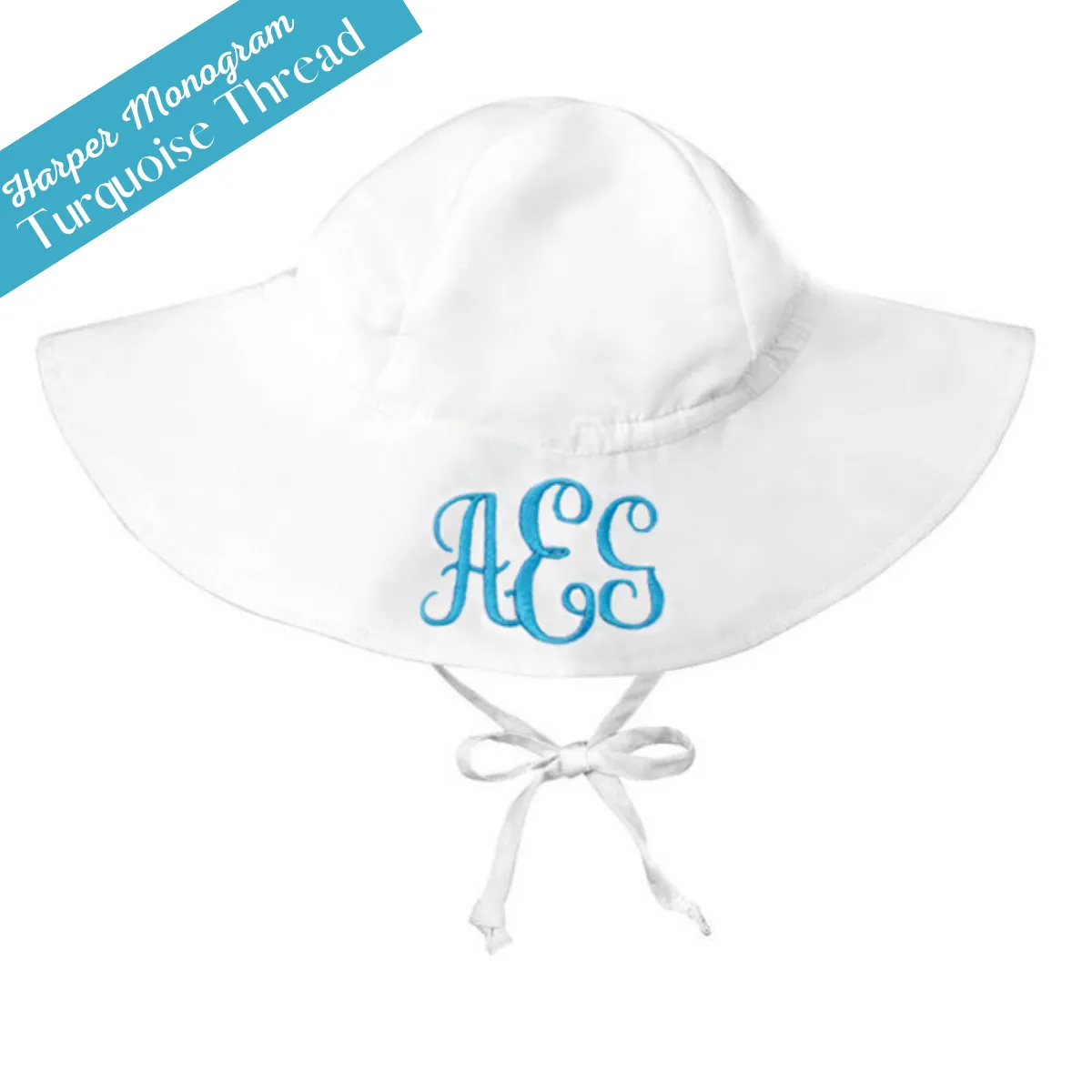 Personalized White Baby and Toddler Sun Hat With Sun Protective Wide Brim For Girls Infant Hat Newborn Hat