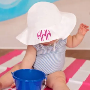 Personalized White Baby and Toddler Sun Hat With Sun Protective Wide Brim For Girls Infant Hat Newborn Hat