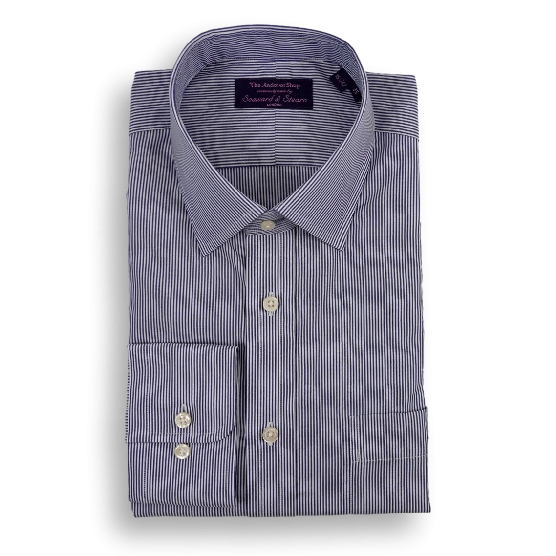 Pinstripe Spread Collar Dress Shirt