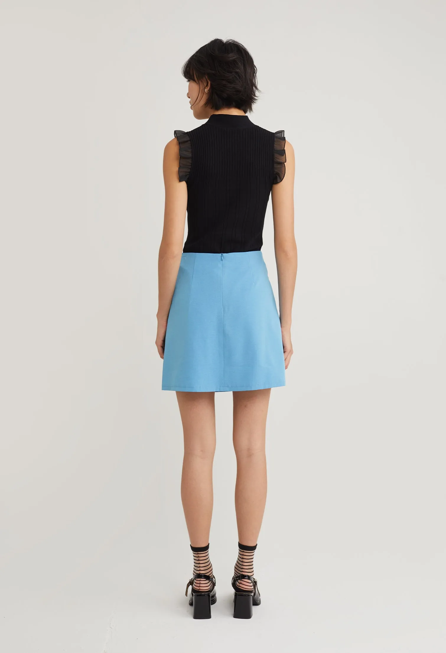 Pleated Accent Utility Skirt