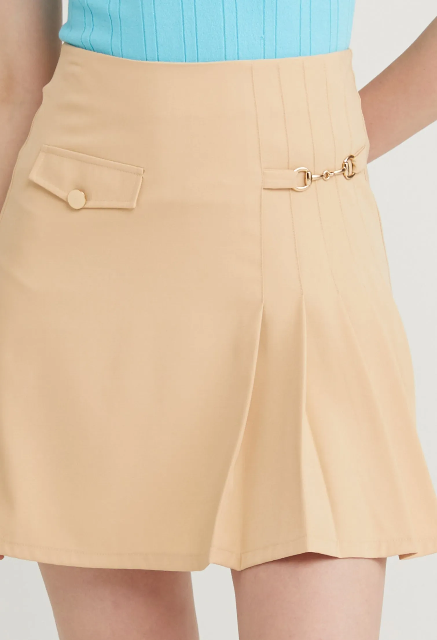 Pleated Accent Utility Skirt