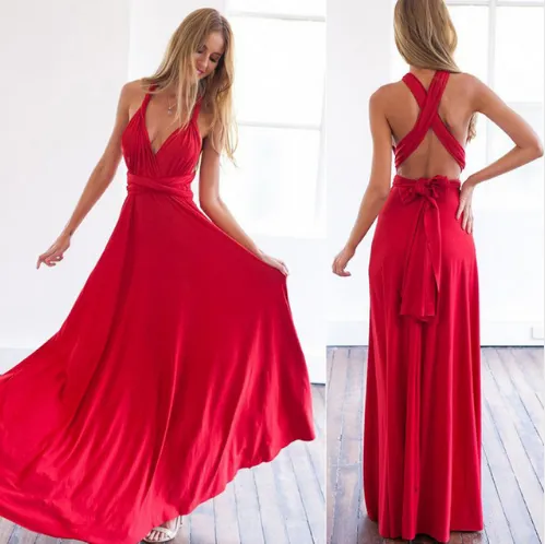 Plunge Tie Waist Maxi Dress