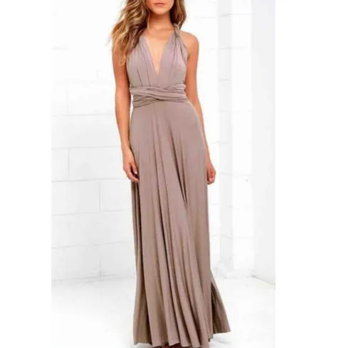 Plunge Tie Waist Maxi Dress