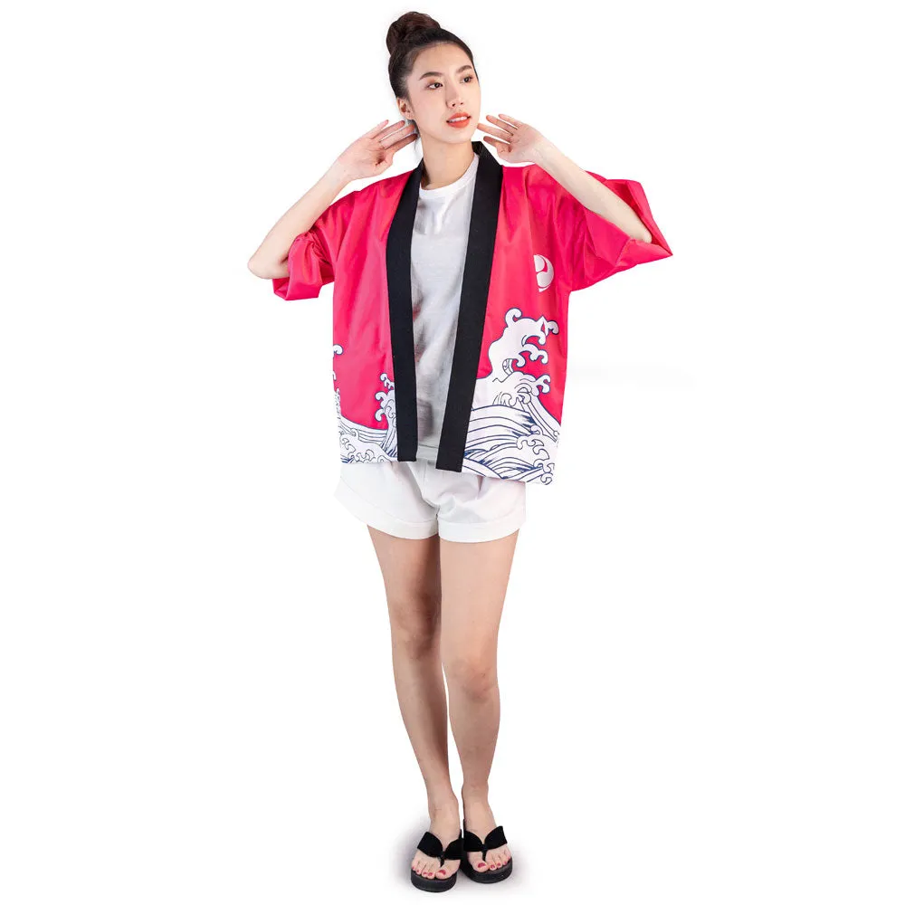 Purple Japanese Happi Kimono Jacket Murasaki Waves