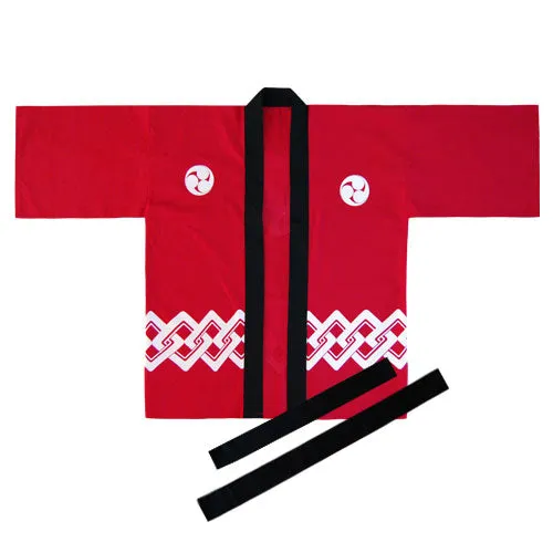 Red Japanese Kids Happi Kimono Jacket Kaze Breeze