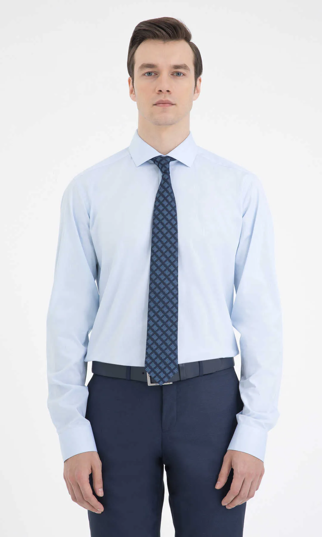 Regular Fit Long Sleeve Cotton Ice Blue Dress Shirt