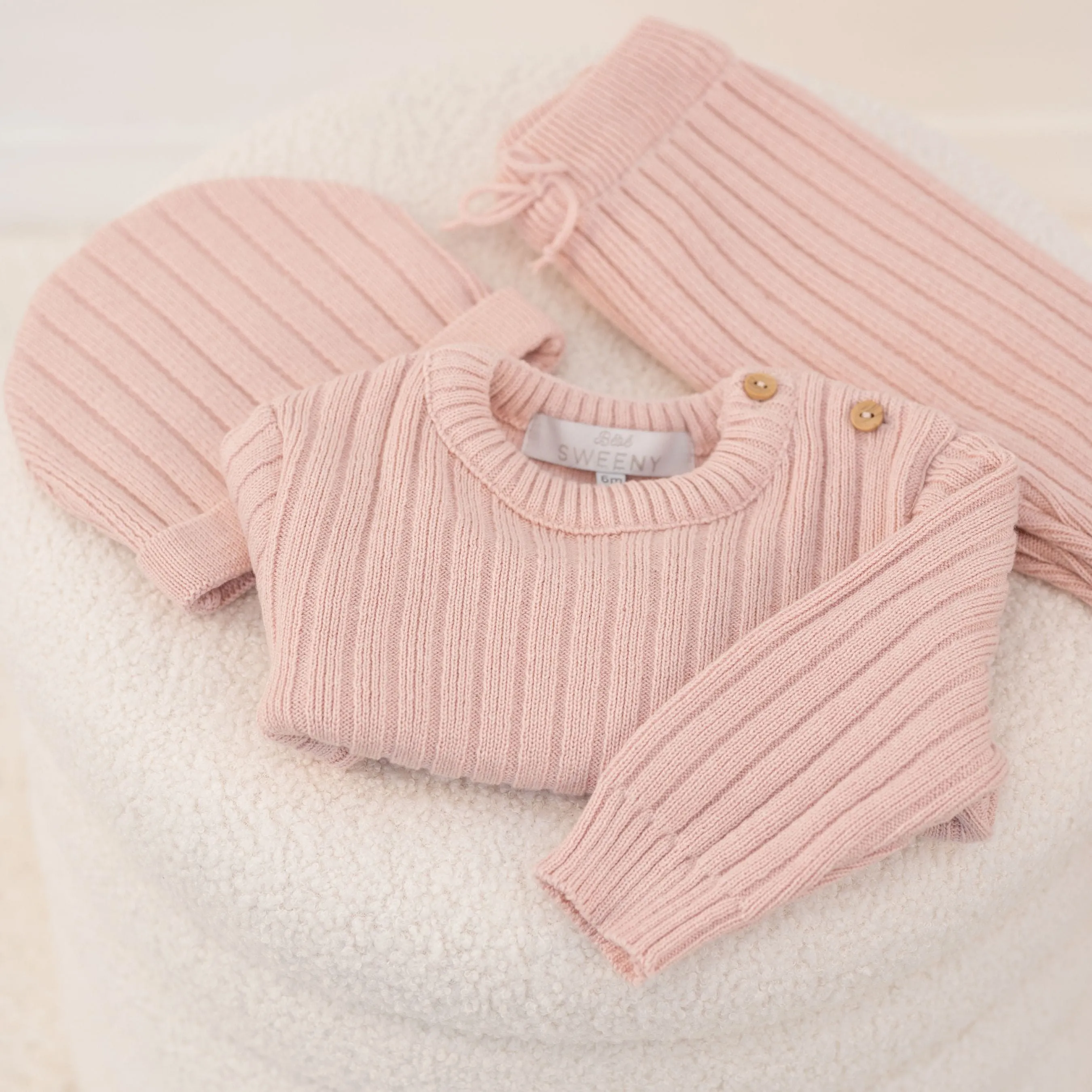 REMY | Pink Ribbed Knit Leggings Set (3)