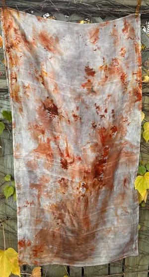 RESERVED for Ruth** Hand Dyed Silk Scarf & Merino Scarf "Rusty Bucket" Grey Silver Brown Caramel Copper Gold Rust Mulberry Silk Scarf 23” x 82” and Fine Merino Wool Scarf 28” x 80”