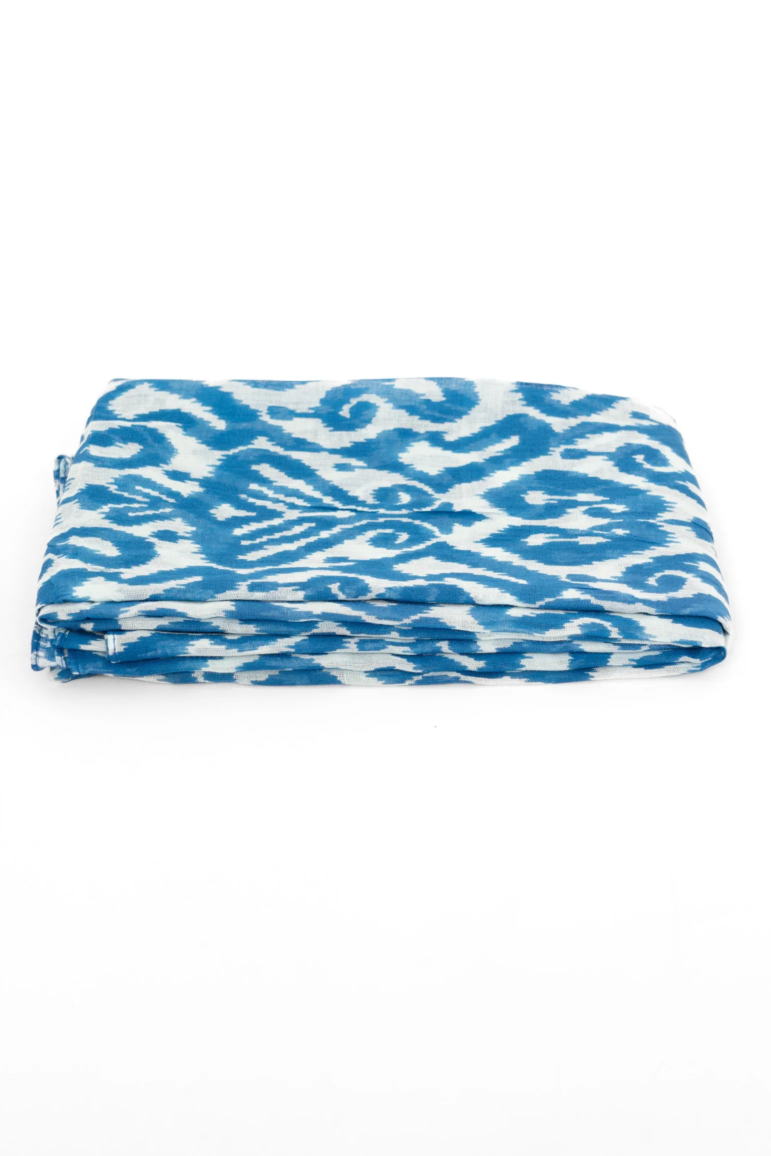 Saffron Lightweight Cotton Scarf - Light Blue, Damask