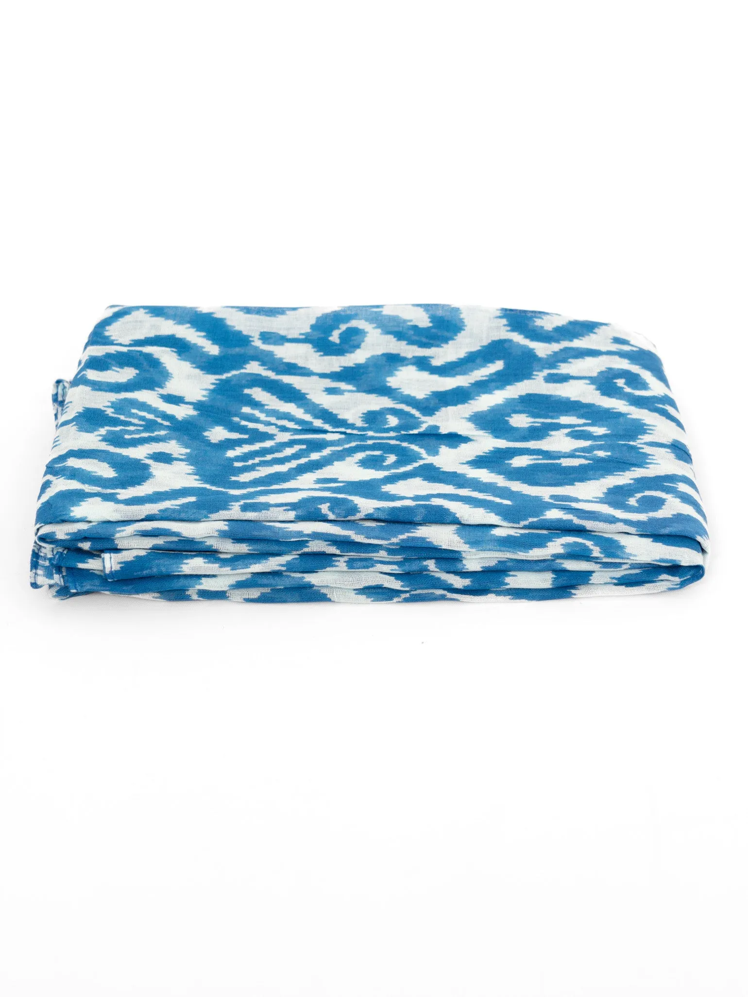 Saffron Lightweight Cotton Scarf - Light Blue, Damask