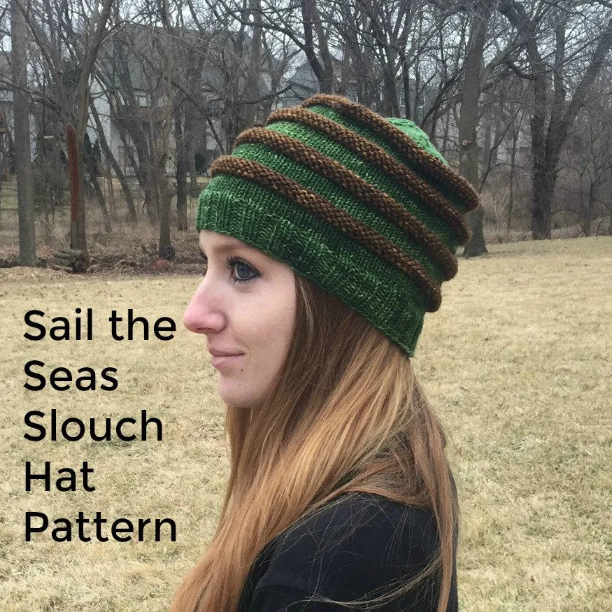 Sail the Seas Slouch Hat, Knitting Pattern for DK Weight Yarn