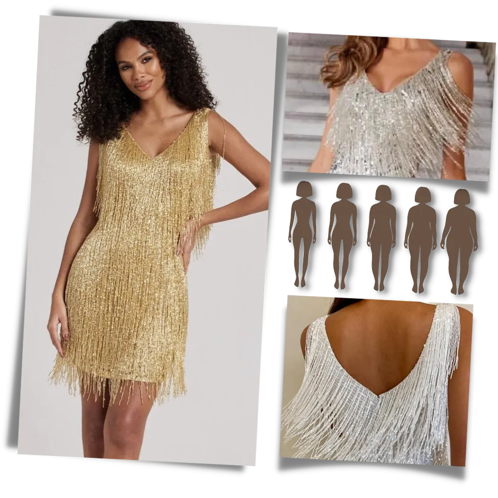 Sequin V-Neck Slip Dress