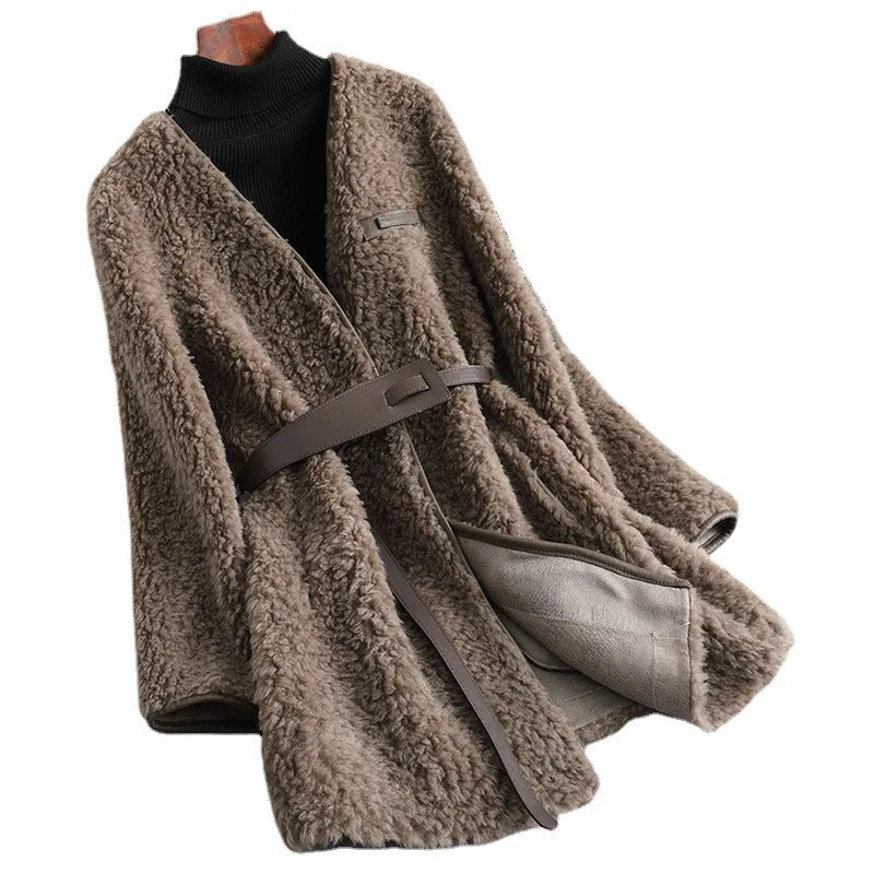 Sherpa medium long fur coat