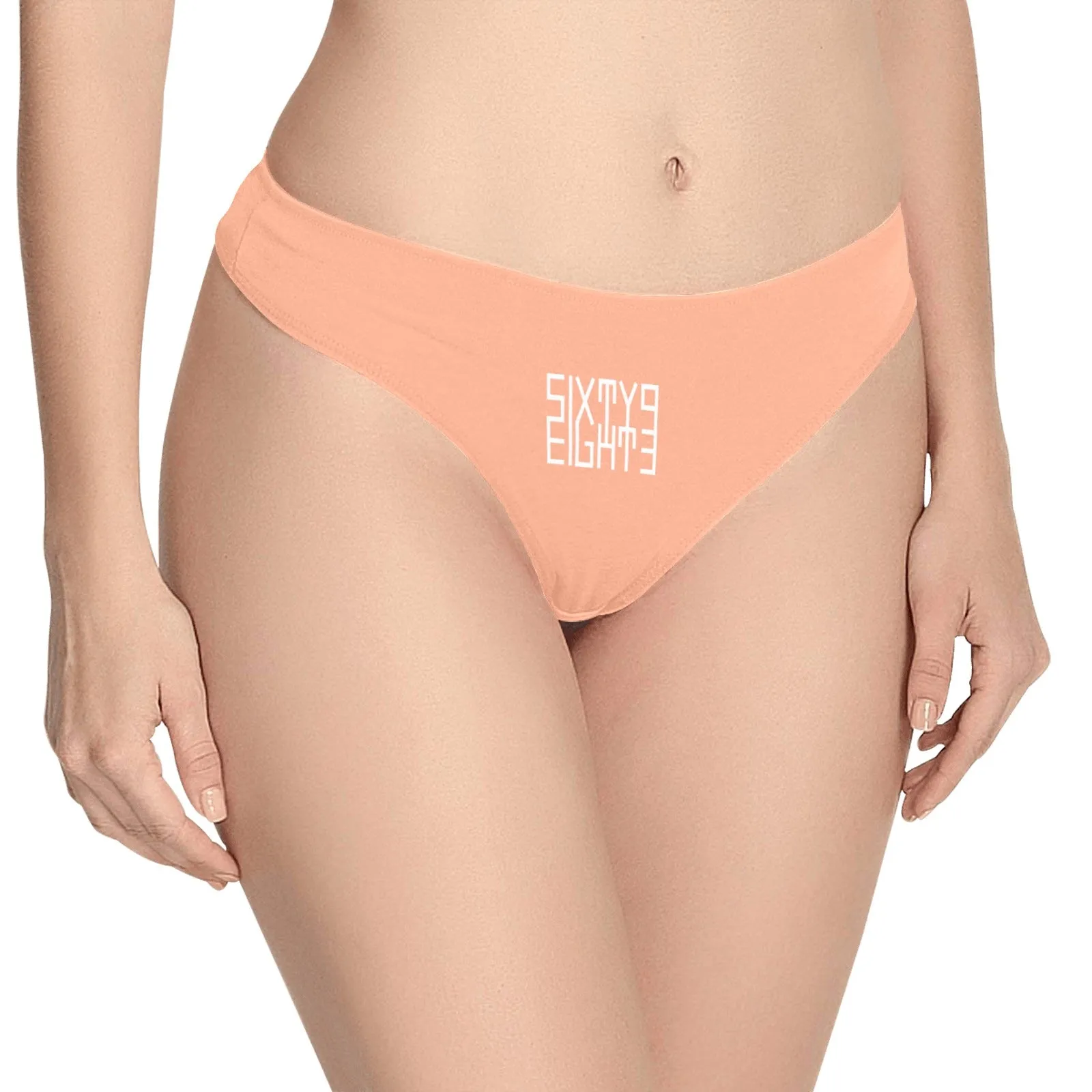 Sixty Eight 93 Logo White Peach Thong