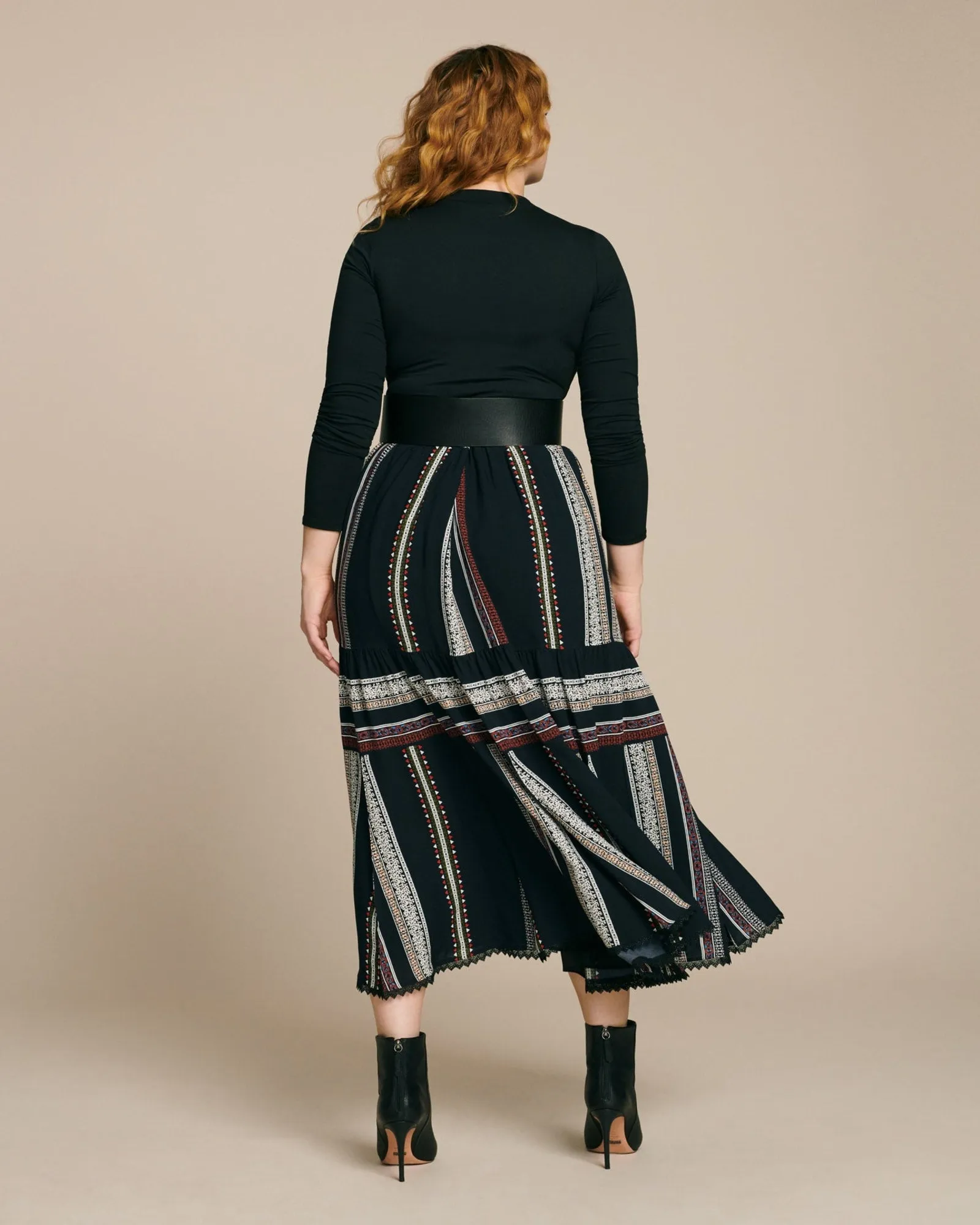 Smocked Midi Skirt | Navy Multi