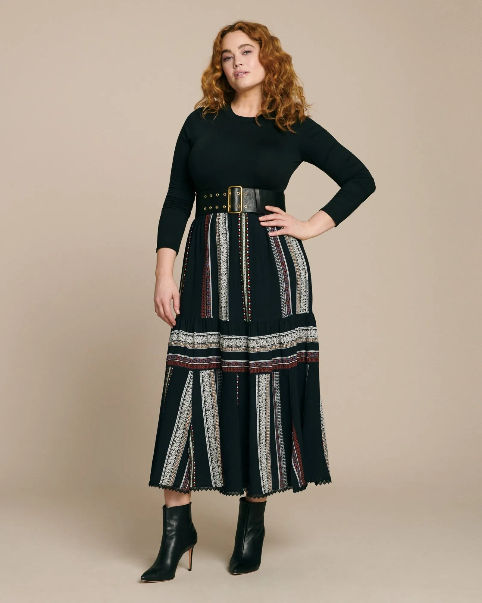 Smocked Midi Skirt | Navy Multi