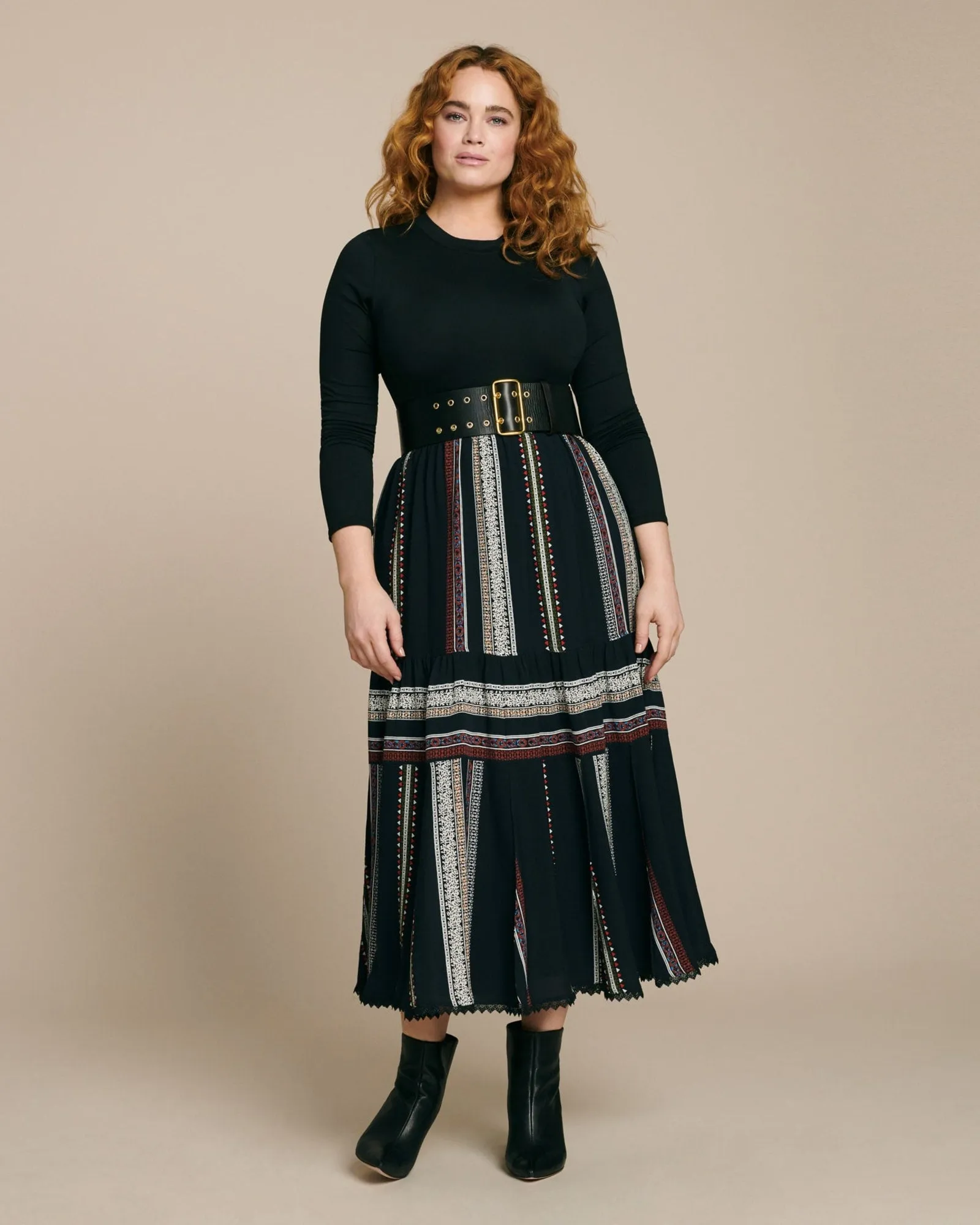 Smocked Midi Skirt | Navy Multi