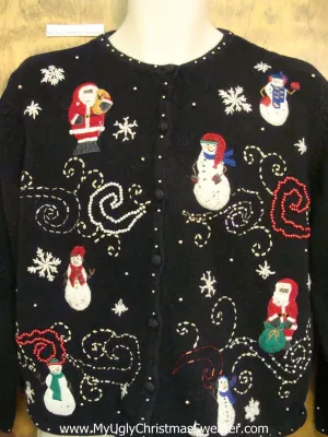 Snowmen and Santa Ugly Festive Xmas Sweater