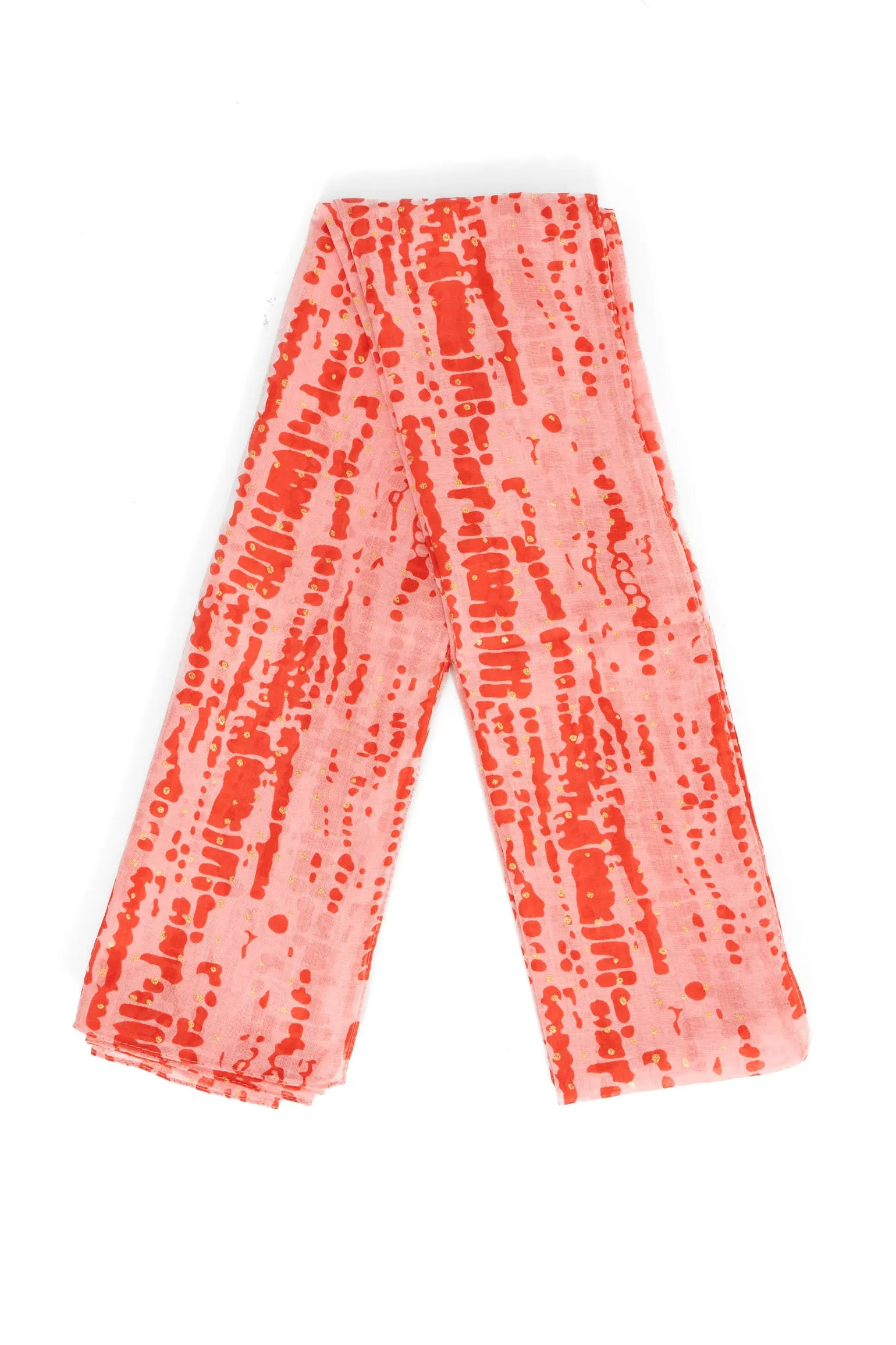 Soraya Lightweight Cotton Scarf  - Red/Pink, Tie Dye