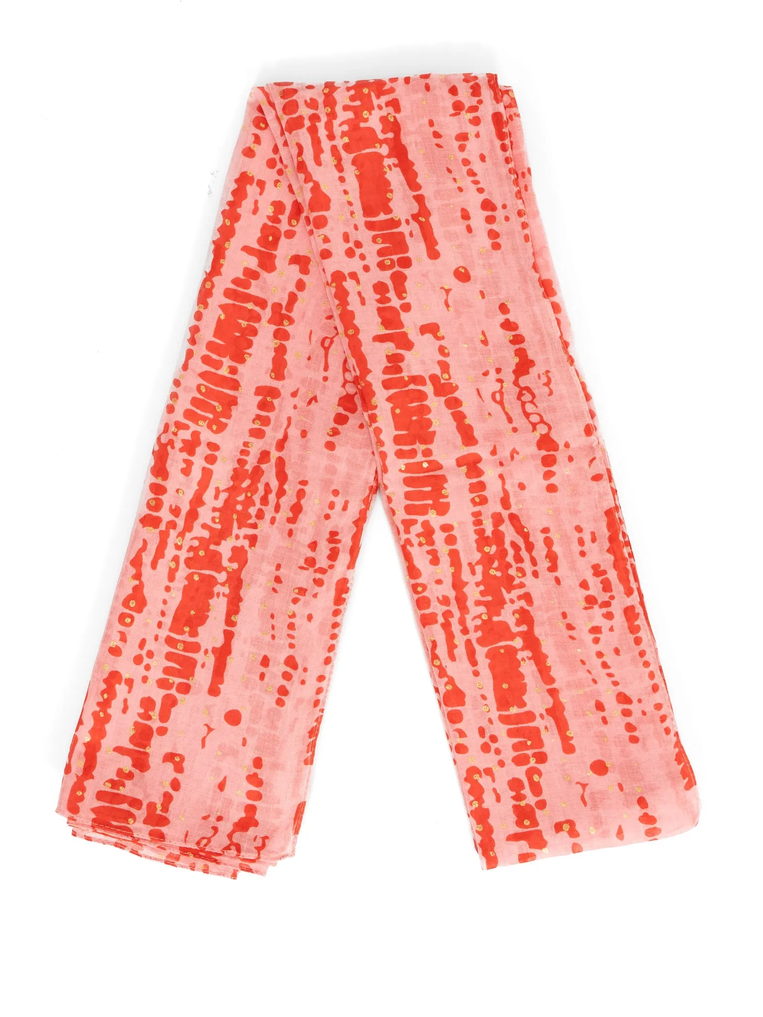 Soraya Lightweight Cotton Scarf  - Red/Pink, Tie Dye