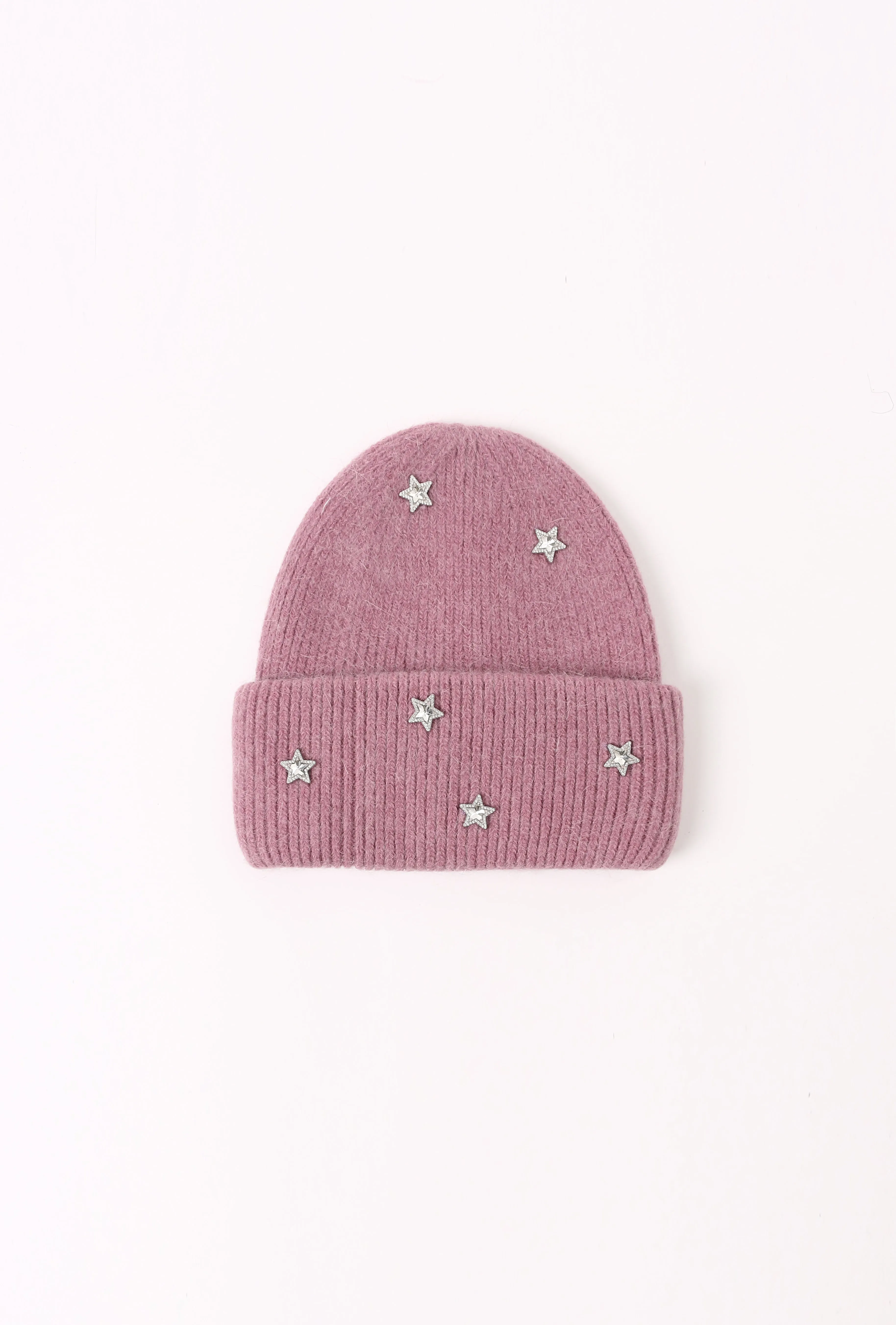 Star Embellished Angora Beanie Hat