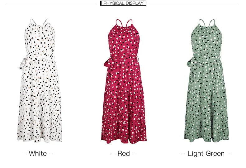 Summer Polka Dot Vacation Big Flare Ruffle Dress