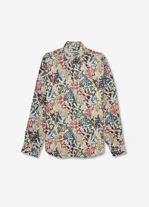 Tailored Fit Branch Printed Linen Shirt Multi